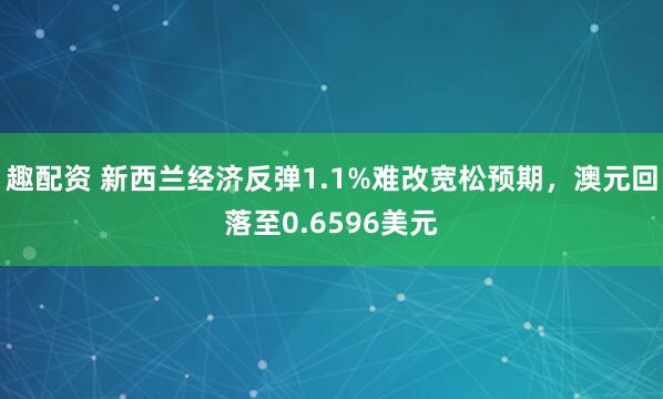 趣配资 新西兰经济反弹1.1%难改宽松预期，澳元回落至0.6596美元